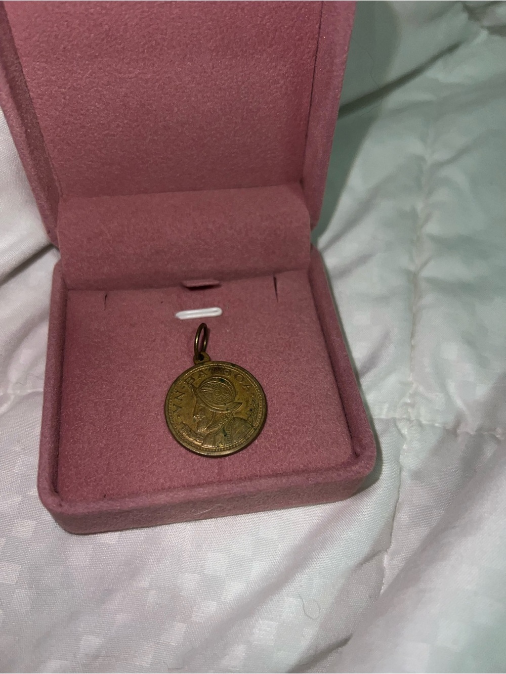 Vintage VN Balboa Spanish Explorer & Tall Ship Coin Medallion Pendant